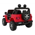 Jeep Wrangler Rubicon na batériu pre deti Červený + Ovládač + Rádio MP3 LED + Kolesá EVA
