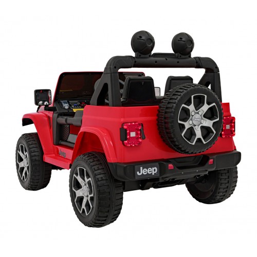 Jeep Wrangler Rubicon na batériu pre deti Červený + Ovládač + Rádio MP3 LED + Kolesá EVA