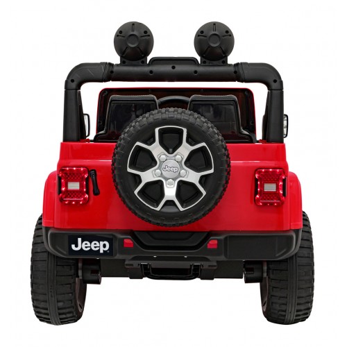 Jeep Wrangler Rubicon na batériu pre deti Červený + Ovládač + Rádio MP3 LED + Kolesá EVA