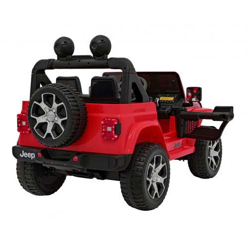 Jeep Wrangler Rubicon na batériu pre deti Červený + Ovládač + Rádio MP3 LED + Kolesá EVA