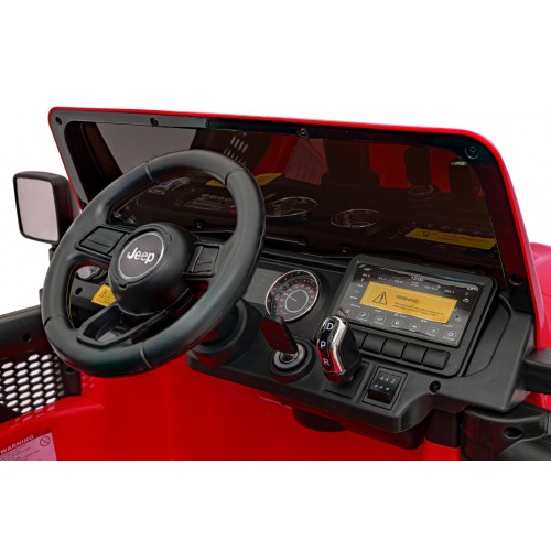 Jeep Wrangler Rubicon na batériu pre deti Červený + Ovládač + Rádio MP3 LED + Kolesá EVA