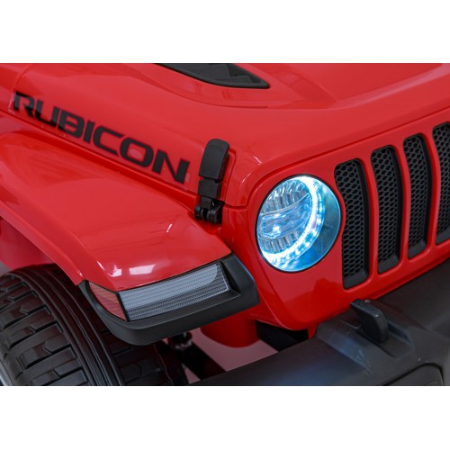 Jeep Wrangler Rubicon na batériu pre deti Červený + Ovládač + Rádio MP3 LED + Kolesá EVA