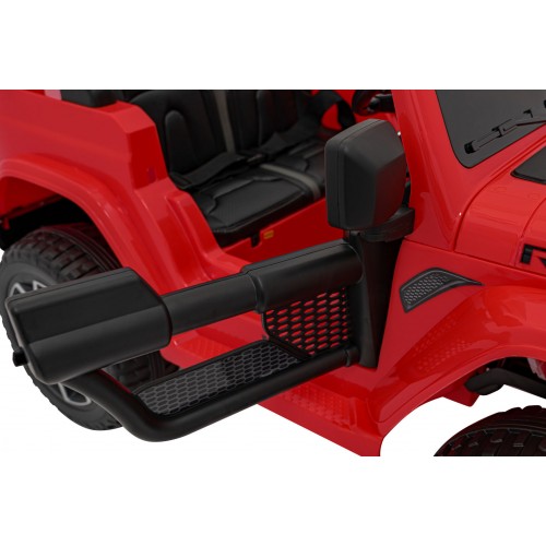 Jeep Wrangler Rubicon na batériu pre deti Červený + Ovládač + Rádio MP3 LED + Kolesá EVA