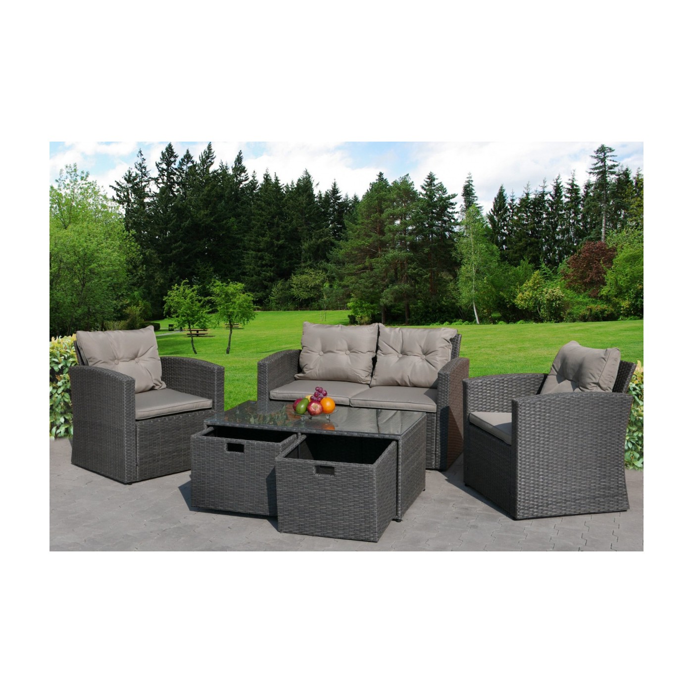 Súprava Záhradného Nábytku so Zásuvkami Technorattan