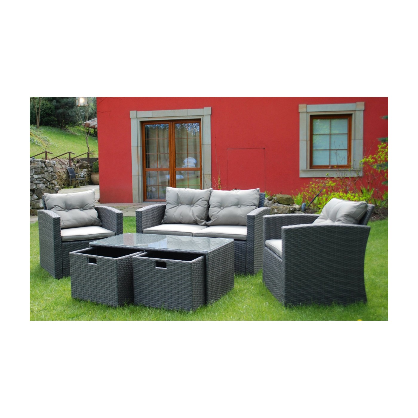 Súprava Záhradného Nábytku so Zásuvkami Technorattan