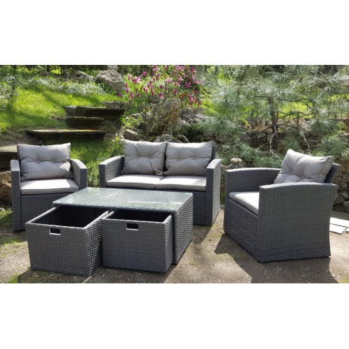 Súprava Záhradného Nábytku so Zásuvkami Technorattan