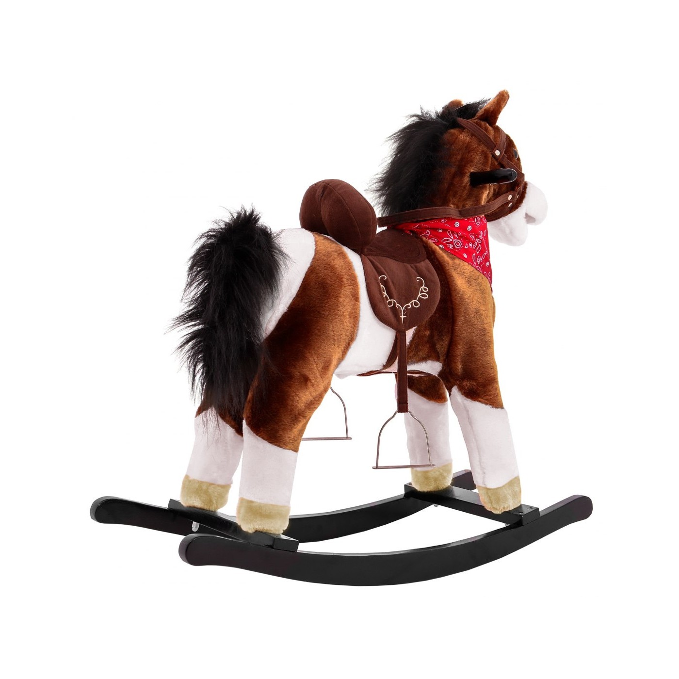 Kovbojský detský hojdací koník tmavohnedý + Interaktívne funkcie