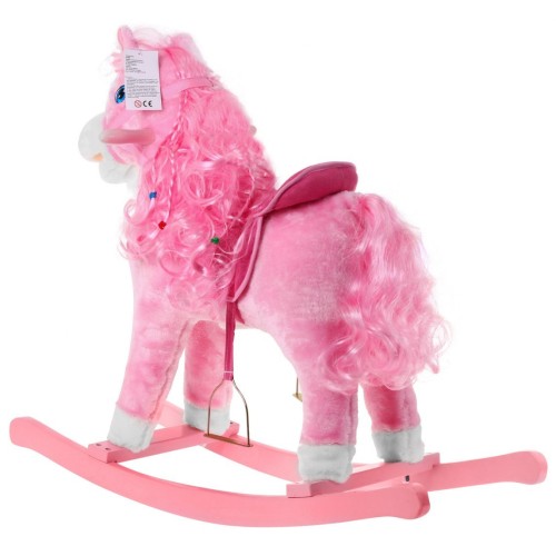 Ružový hojdací pre dievčatá + Interaktívne funkcie + Plyš Drevo