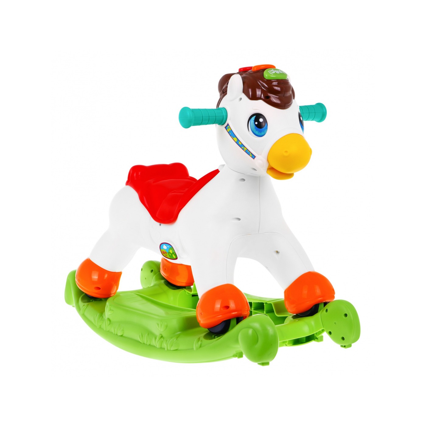 Hojdací koník odrážadalo 2v1 pre deti 18m+ Interaktívne funkcie + Zvuky Svetlá