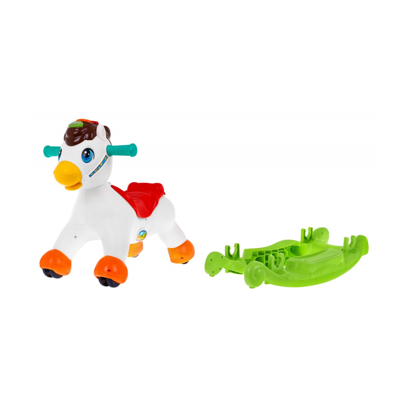 Hojdací koník odrážadalo 2v1 pre deti 18m+ Interaktívne funkcie + Zvuky Svetlá