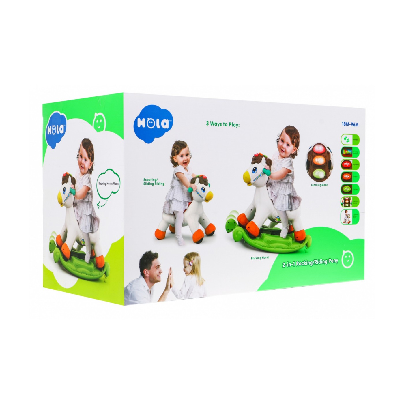 Hojdací koník odrážadalo 2v1 pre deti 18m+ Interaktívne funkcie + Zvuky Svetlá