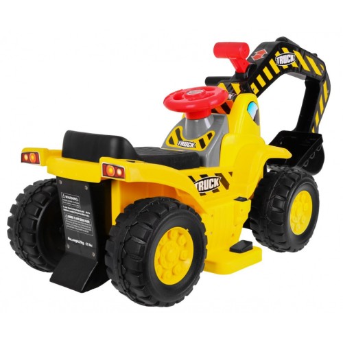 Detský bager na batériu elektrické vozidielko + Prilba + Pohyblivá lopata + Úložný priestor