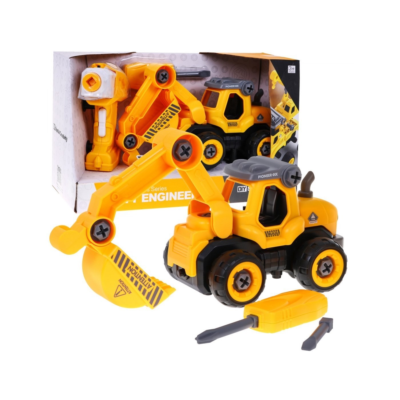 Rozoberateľný báger s pohonom pre deti 3+ Elektrický skrutkovač + Pohonná jednotka + Zvuky