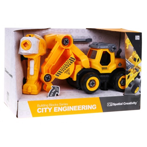 Rozoberateľný báger s pohonom pre deti 3+ Elektrický skrutkovač + Pohonná jednotka + Zvuky