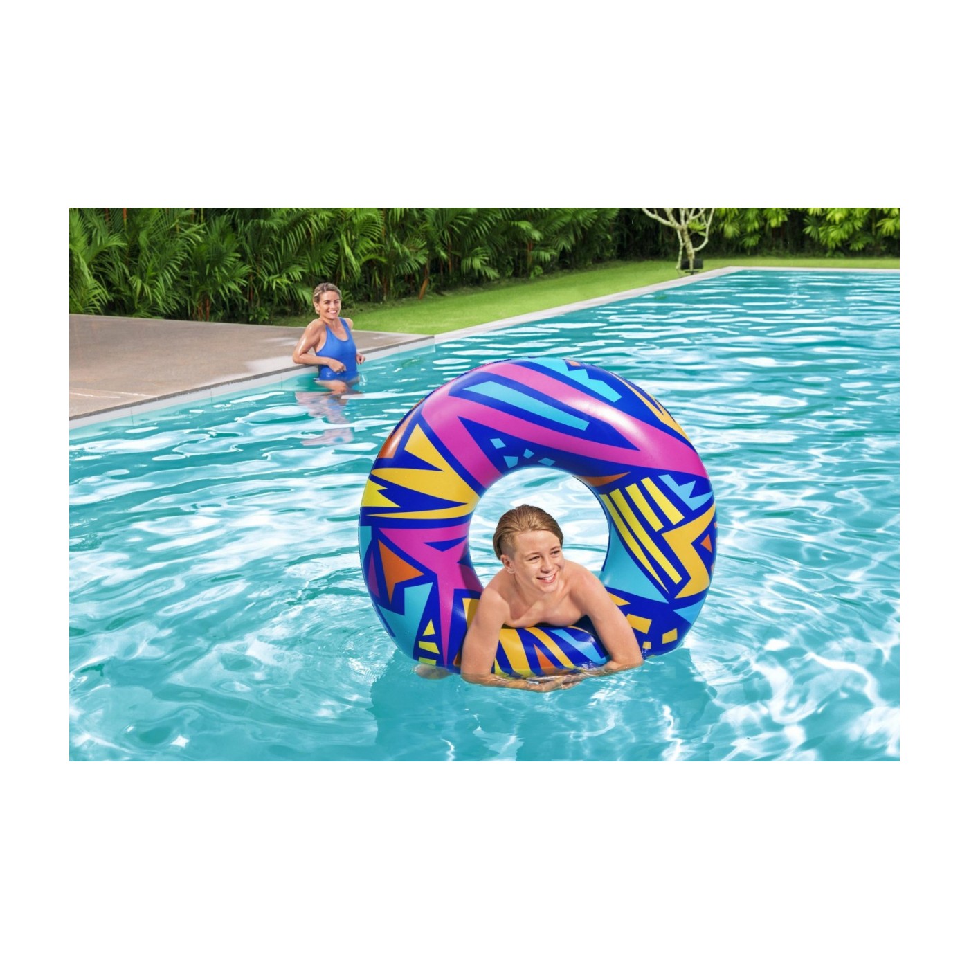 Plávací kruh Geometrické Tvary Modré BESTWAY