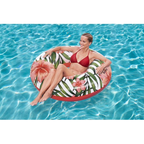 Plávací kruh TROPICAL PALMS Listy Palmy Biele BESTWAY