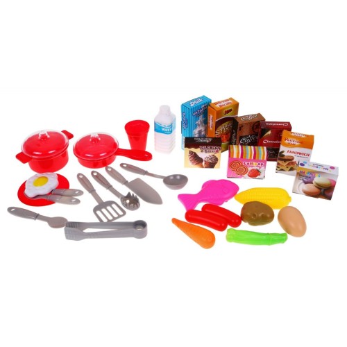 Interaktívna hnedá Kuchyňa pre deti 3+ Horáky so zvukom a svetlom + Kohútik s vodou + Príslušenstvo 58 ks.