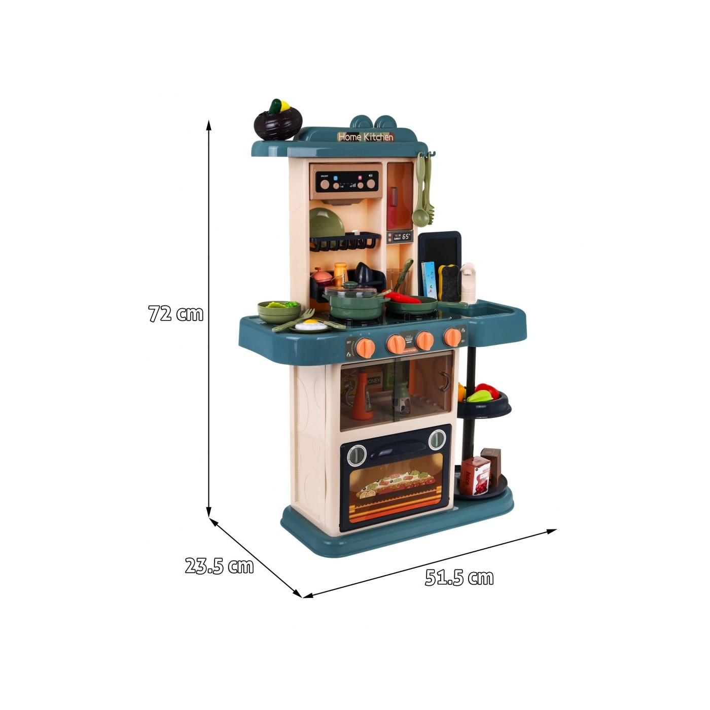 Multifunkčná 43 ks. Kuchyňa pre deti 3+ Kohútik s vodou + Interaktívny horák + Audio panel + Kriedová tabuľa