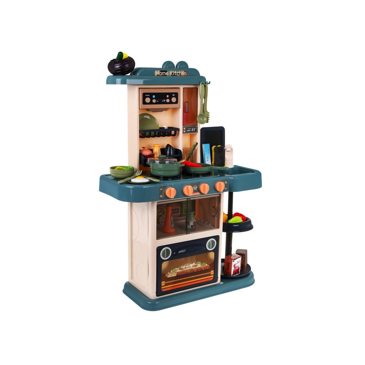 Multifunkčná 43 ks. Kuchyňa pre deti 3+ Kohútik s vodou + Interaktívny horák + Audio panel + Kriedová tabuľa