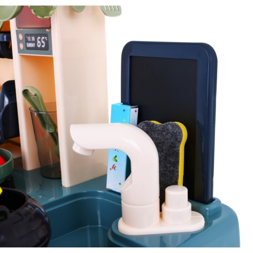 Multifunkčná 43 ks. Kuchyňa pre deti 3+ Kohútik s vodou + Interaktívny horák + Audio panel + Kriedová tabuľa