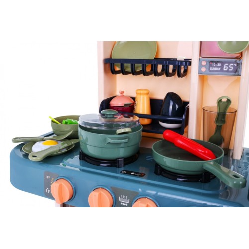 Multifunkčná 43 ks. Kuchyňa pre deti 3+ Kohútik s vodou + Interaktívny horák + Audio panel + Kriedová tabuľa