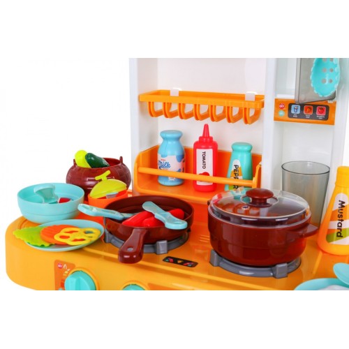 Kuchynský kútik Kuchyňa pre deti Žltý 43 ks. + Interaktívne efekty + Kohútik s vodou