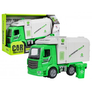 Smetiarske auto so zelenými svetlami a zvukmi