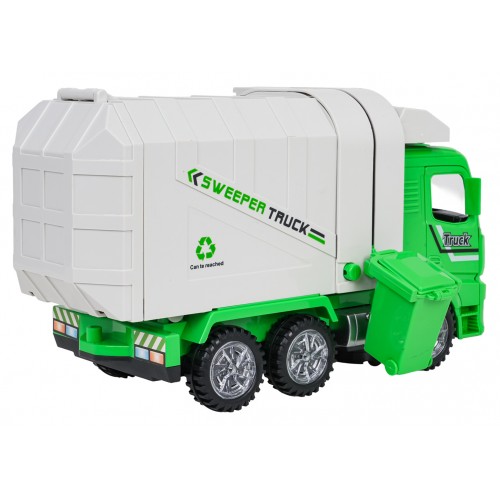 Smetiarske auto so zelenými svetlami a zvukmi