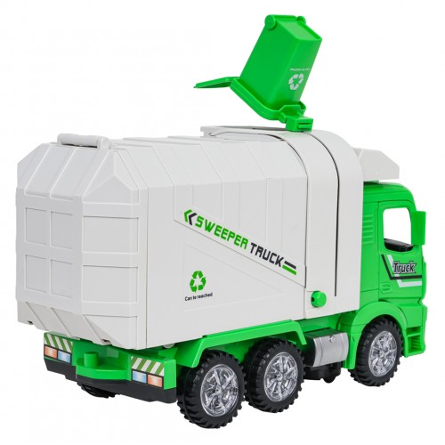 Smetiarske auto so zelenými svetlami a zvukmi