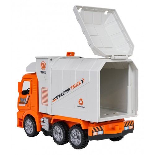 Smetiarske auto s oranžovými svetlami a zvukmi