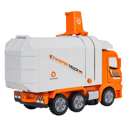 Smetiarske auto s oranžovými svetlami a zvukmi