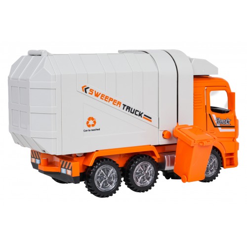 Smetiarske auto s oranžovými svetlami a zvukmi