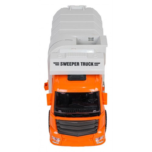 Smetiarske auto s oranžovými svetlami a zvukmi