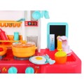 Kuchynský kútik Kuchyňa pre deti Ružový 43 ks. + Interaktívne efekty + Kohútik s vodou