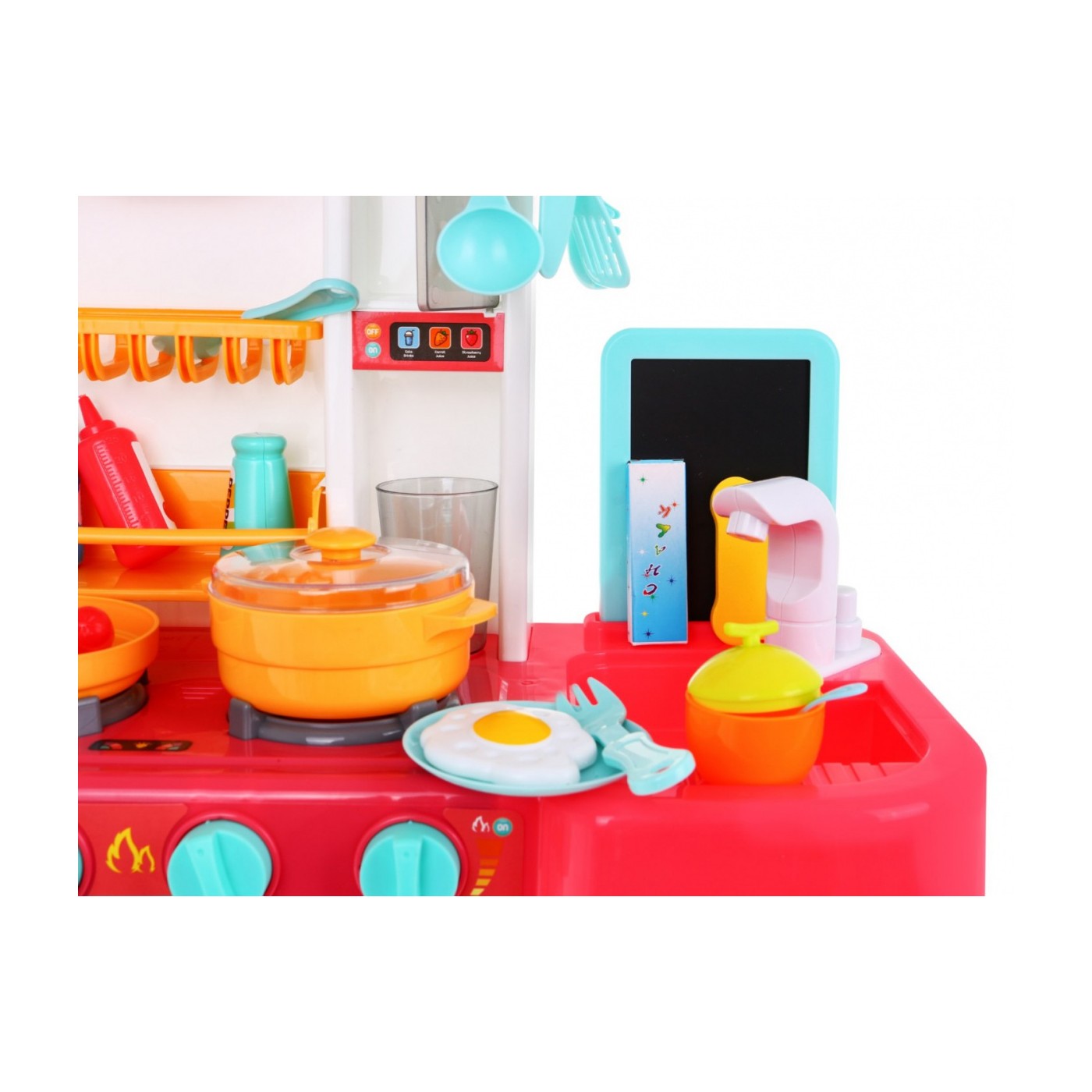 Kuchynský kútik Kuchyňa pre deti Ružový 43 ks. + Interaktívne efekty + Kohútik s vodou