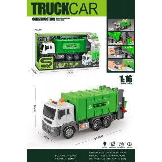 Zelené smetiarske auto 1:16 so svetelnými a zvukovými funkciami