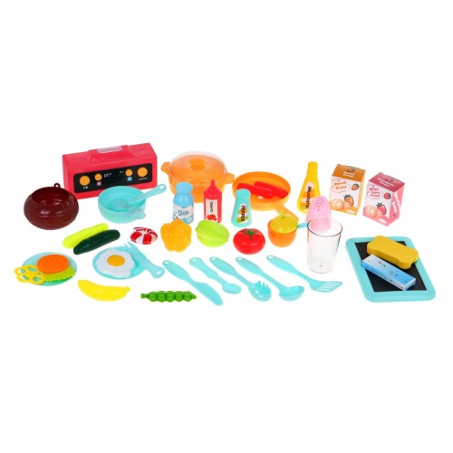 Kuchynský kútik Kuchyňa pre deti Ružový 43 ks. + Interaktívne efekty + Kohútik s vodou