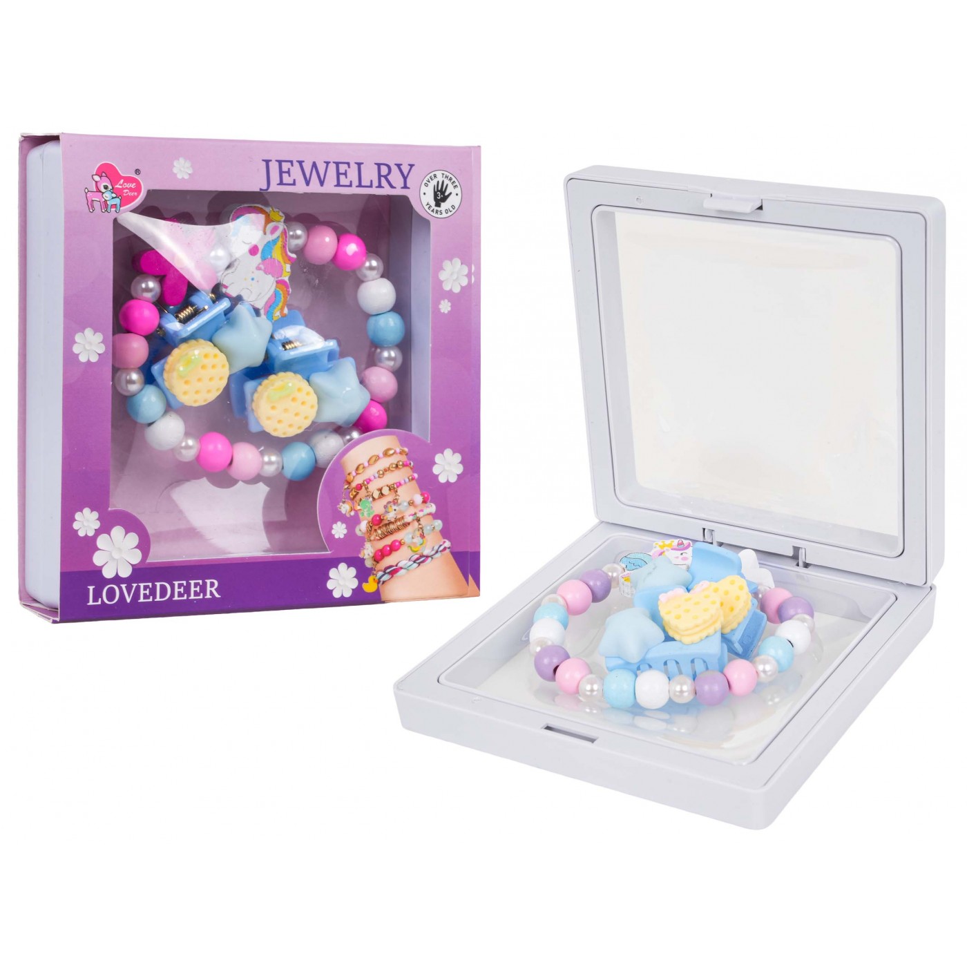 Sada šperkov s bielym kvetinovým jednorožcom