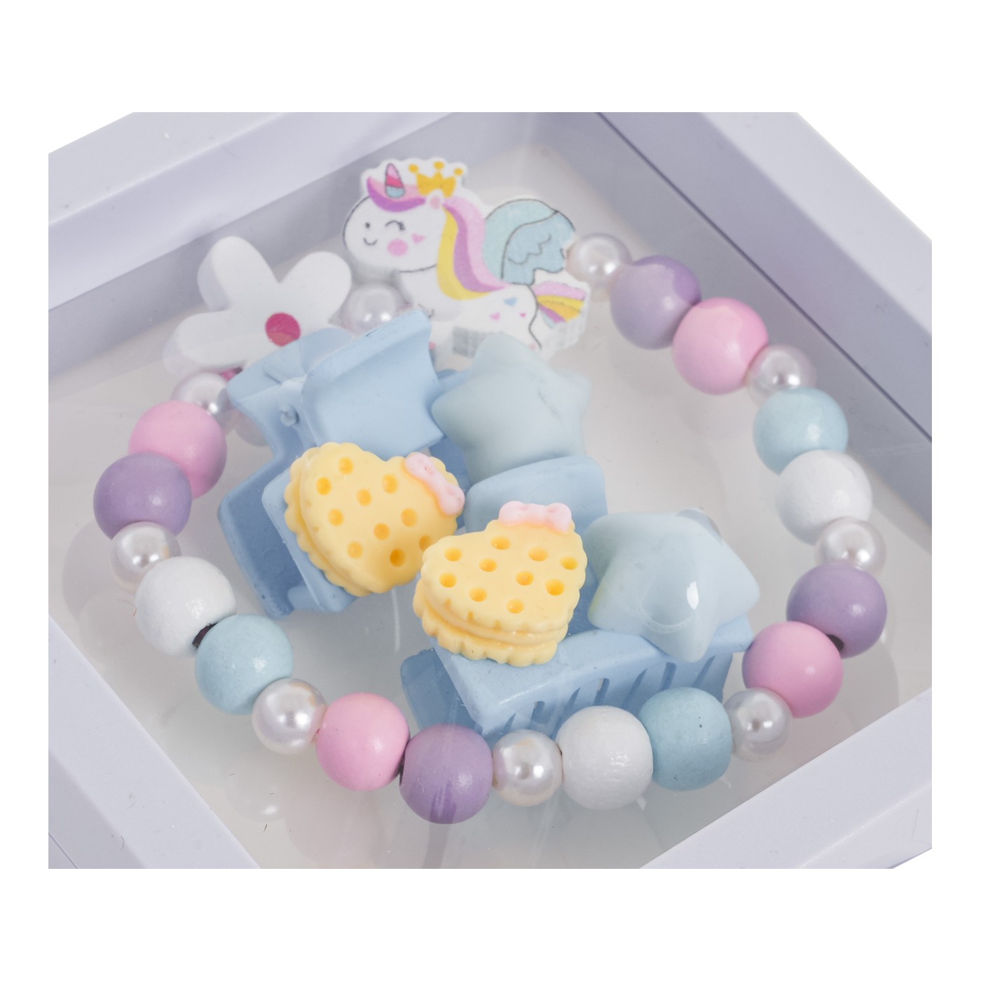 Sada šperkov s bielym kvetinovým jednorožcom