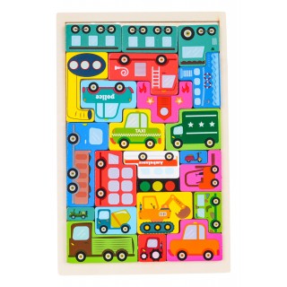 Súprava skladačiek drevených vozidiel