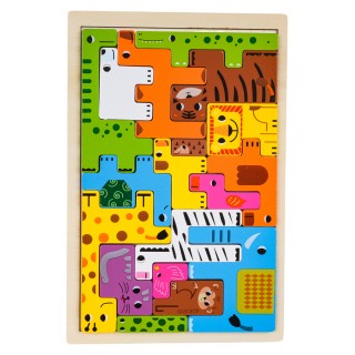 Drevené puzzle so zvieratkami