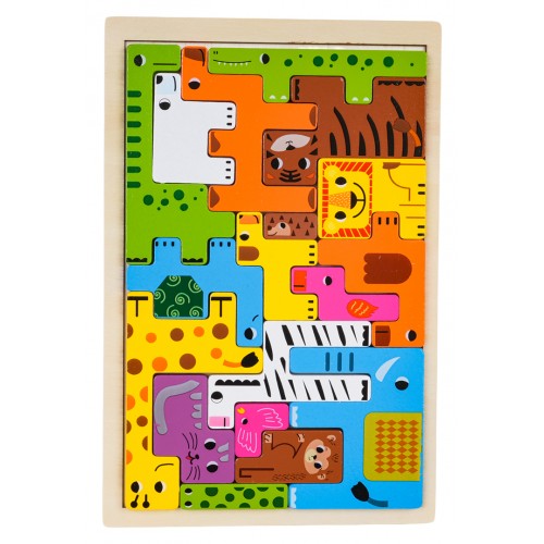 Drevené puzzle so zvieratkami