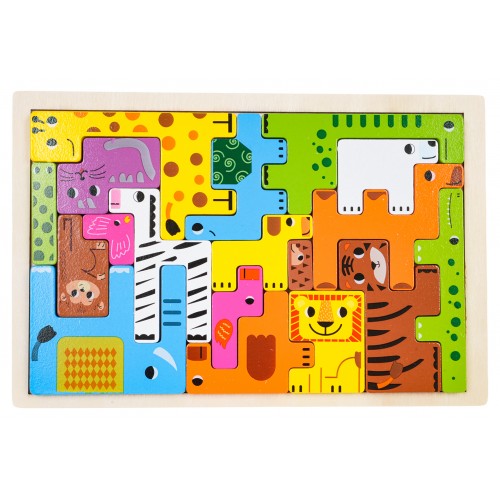 Drevené puzzle so zvieratkami