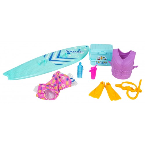 Súprava bábik, rodinka na dovolenke + doplnky