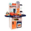 Štýlová modrá Kuchyňa pre deti 3+ Kohútik s vodou + Interaktívny horák s parou + Audio panel 65 ks.