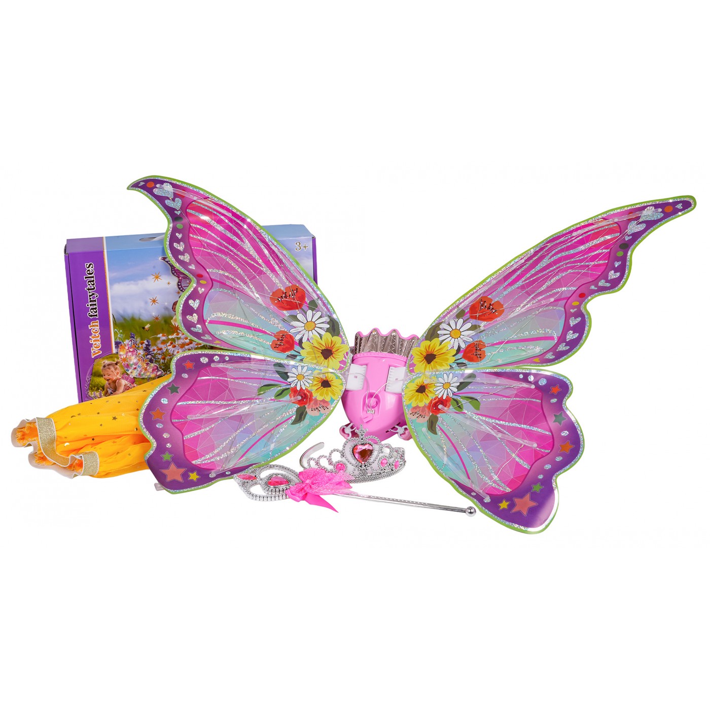 Set motýlích krídel + žlté šaty