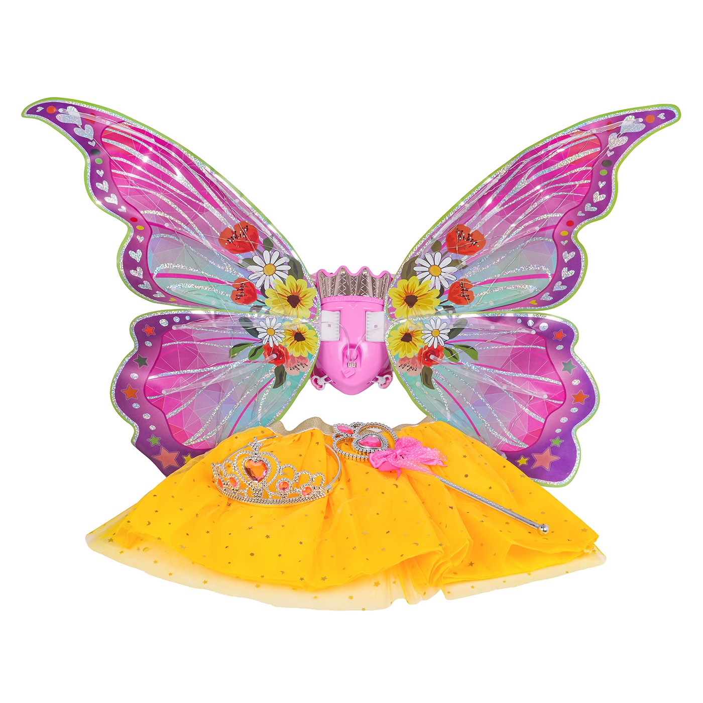 Set motýlích krídel + žlté šaty