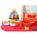 Štýlová ružová Kuchyňa pre deti 3+ Kohútik s vodou + Interaktívny horák s parou + Audio panel 65 ks.