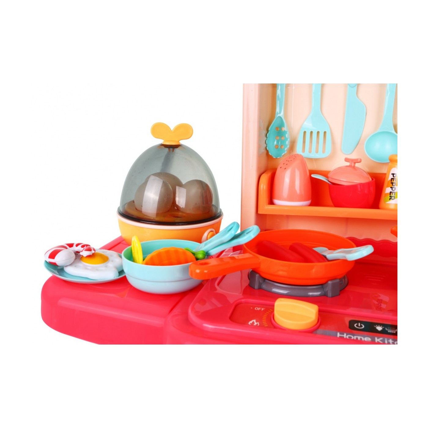 Štýlová ružová Kuchyňa pre deti 3+ Kohútik s vodou + Interaktívny horák s parou + Audio panel 65 ks.