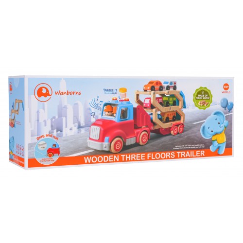 Drevené odťahové vozidlo + autá